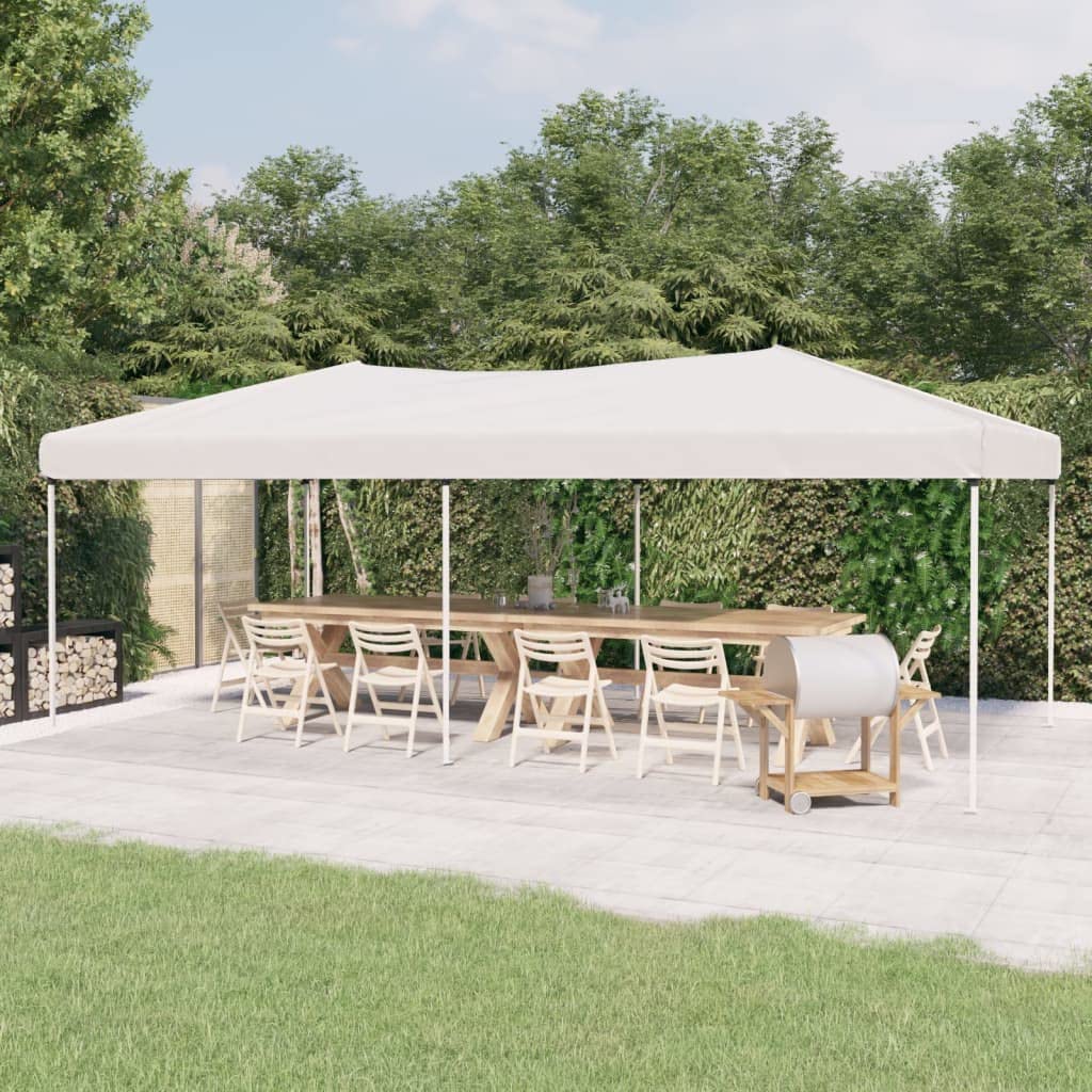 vidaXL Partyzelt Festzelt Camping Pavillon Faltpavillon Gartenzelt Grillzelt Terrasse Gartenpavillon Stahlrahmen Faltbar Weiß 3x6m