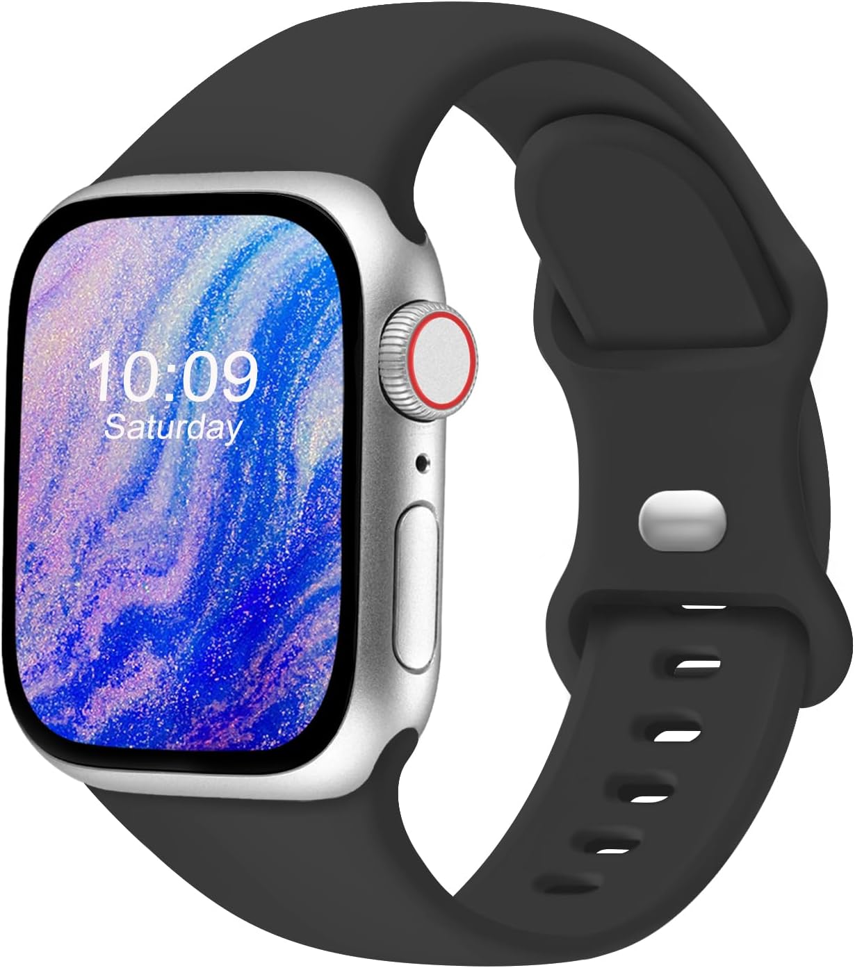 Sport Bands Compatible with Apple Watch 46mm 38mm 40mm 41mm 42mm 44mm 45mm 49mm for Women Men, Soft Silicone Accessory Strap Wristband for iWatch Series 11 10 9 8 7 6 5 4 3 2 1 SE Ultra Black