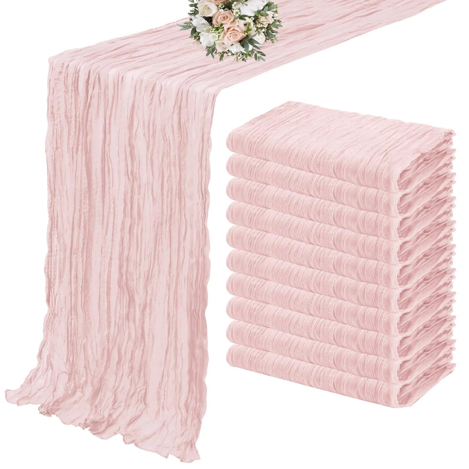 10 STÜCKE Halbtransparente Gaze Tischläufer Käsetuch Tischdekoration Esszimmer Hochzeit Party Weihnachtsbögen Kuchen Dekor TischläUfer Chiffon(10Pcs Blue,90X400cm)