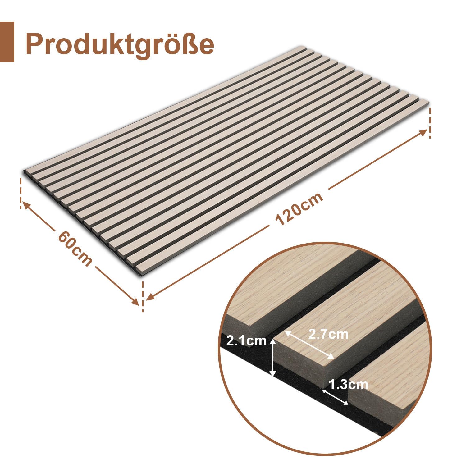 Paneles acústicos de roble, 1 unidad de 120 x 60 cm, 0,72 m², paneles de pared efecto madera, paneles de láminas absorbentes de sonido para salón, pasillo, oficina y decoración de paredes interiores