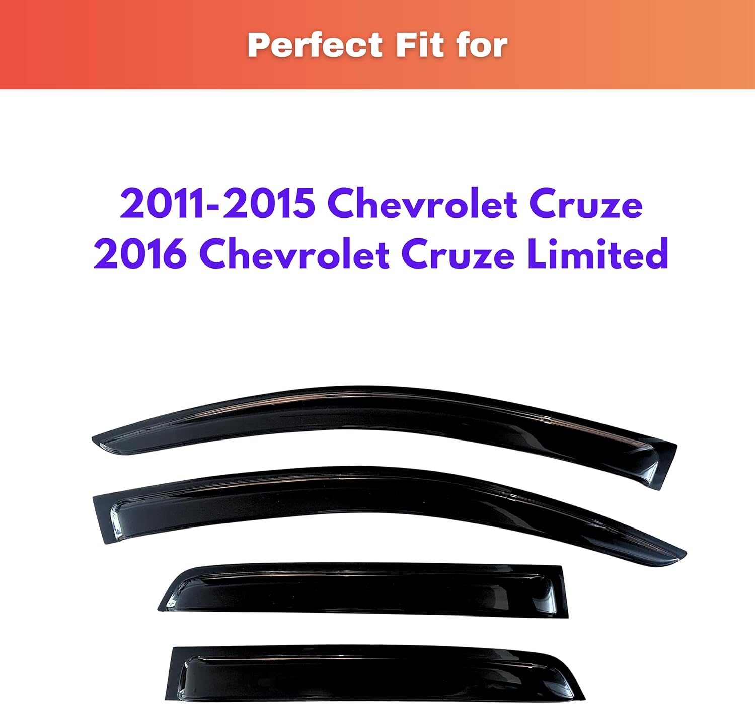 KPY Rain Guards Fit for 2011-2015 Chevrolet Cruze, Out-Channel Window Visors Vent Wind Deflectors 4PC, Car Accessories for 2016 Chevy Cruze Limited 2011-2015 Cruze & 2016 Cruze Limited