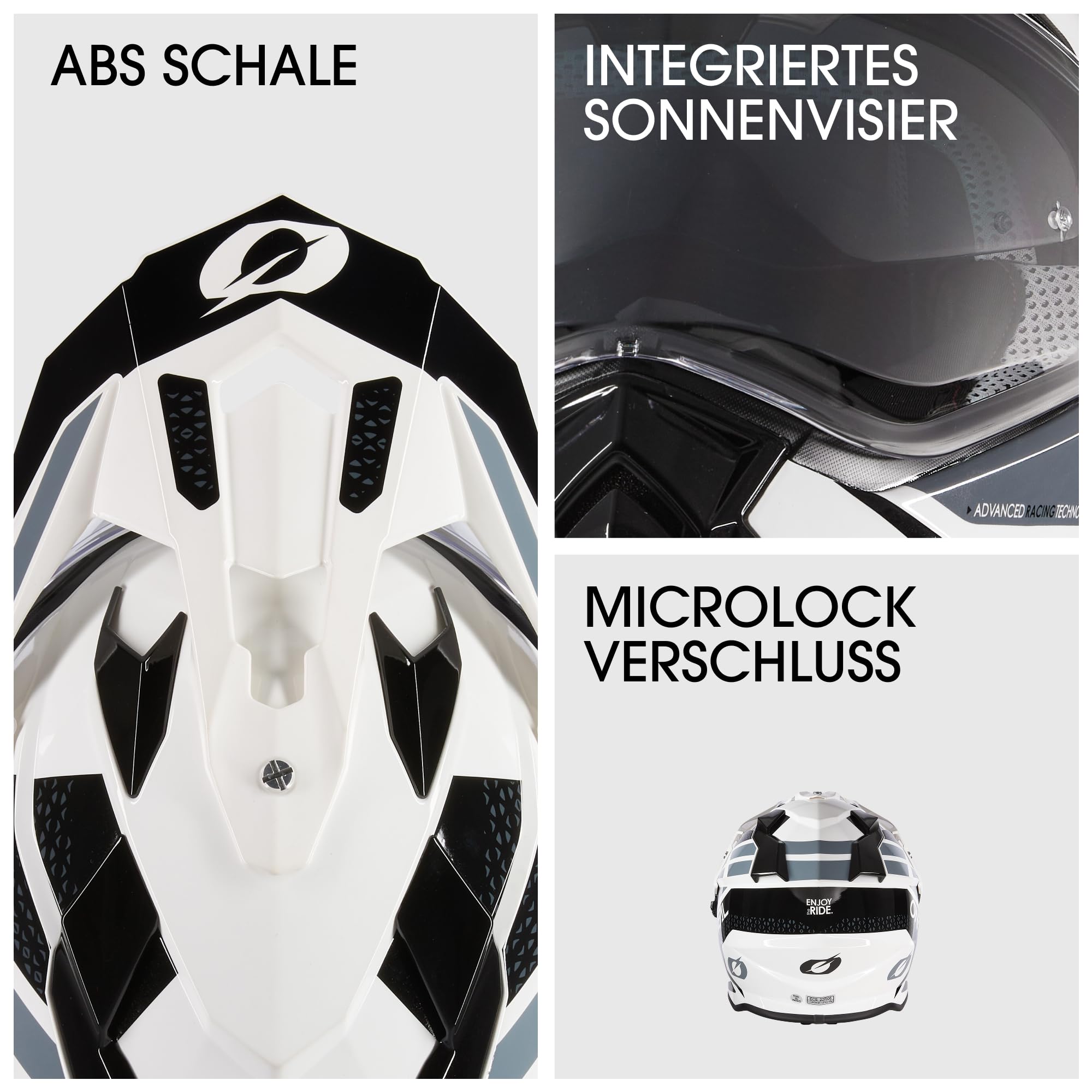O'NEAL | Casco de Motocicleta | Moto | Aberturas de ventilación para un máximo Flujo de Aire y refrigeración, Carcasa ABS, Visera Solar integrada | Casco Sierra R V.24 | Adulto | Negro Naranja Gris