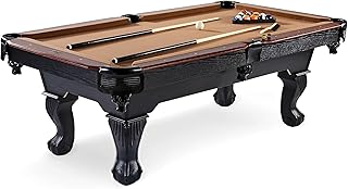 Barrington Billiards 7.5 Foot Belmont Drop Pocket Claw Leg Billiard Large Pool Table with Billiard Balls Set & 2 Cue Sticks, Triangle, Chalks & Brush