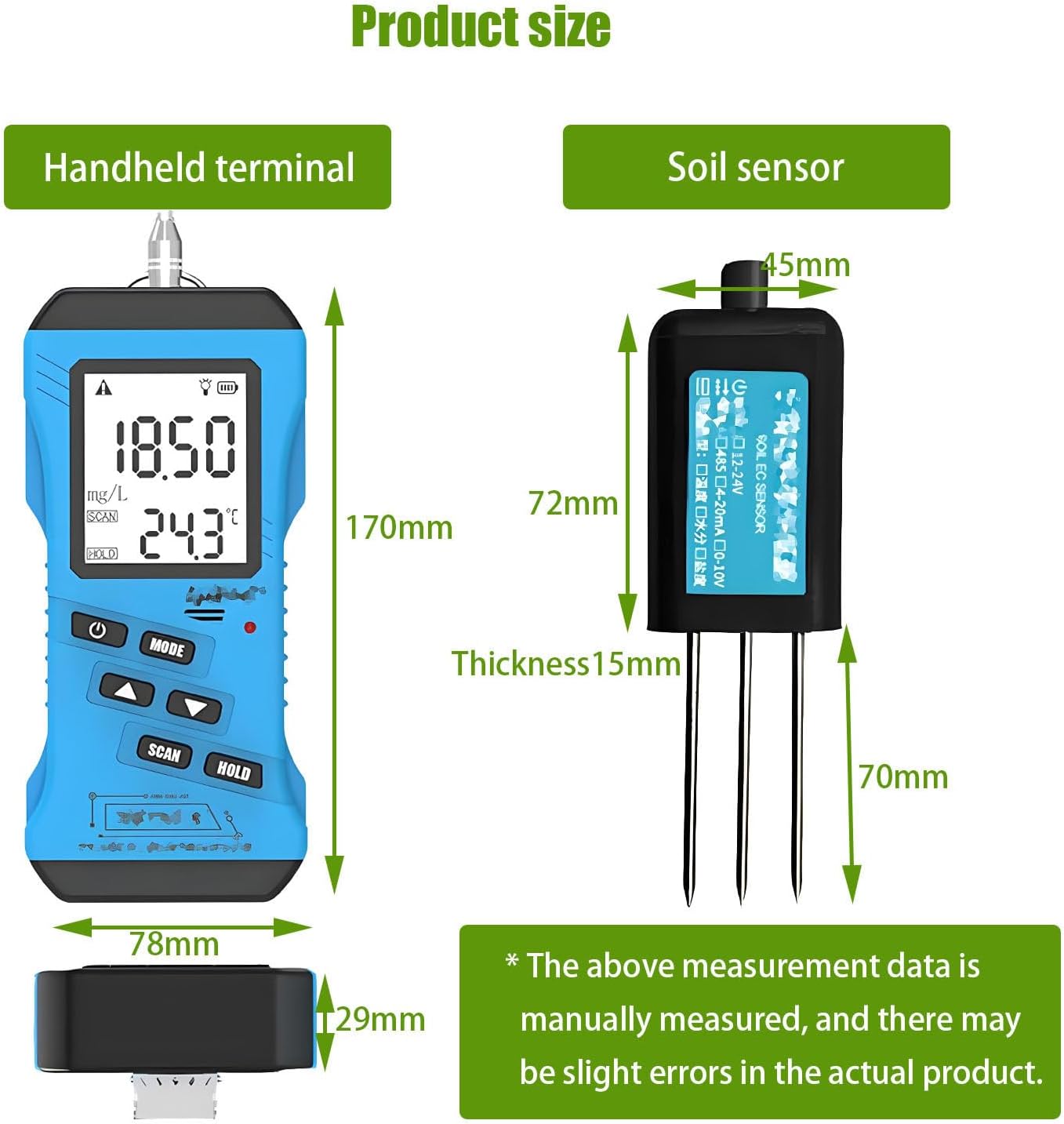 Portable Dissolved Oxygen and NPK Tester, Backlit LCD Soil Test Kit for Lawn, Farm, Indoor and Outdoor Plants