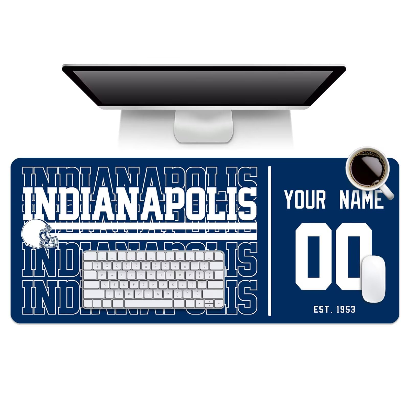 ANTKING Indianapolis Mouse Pad Custom Name and Number Desk Pad for Men Women Youth Gifts