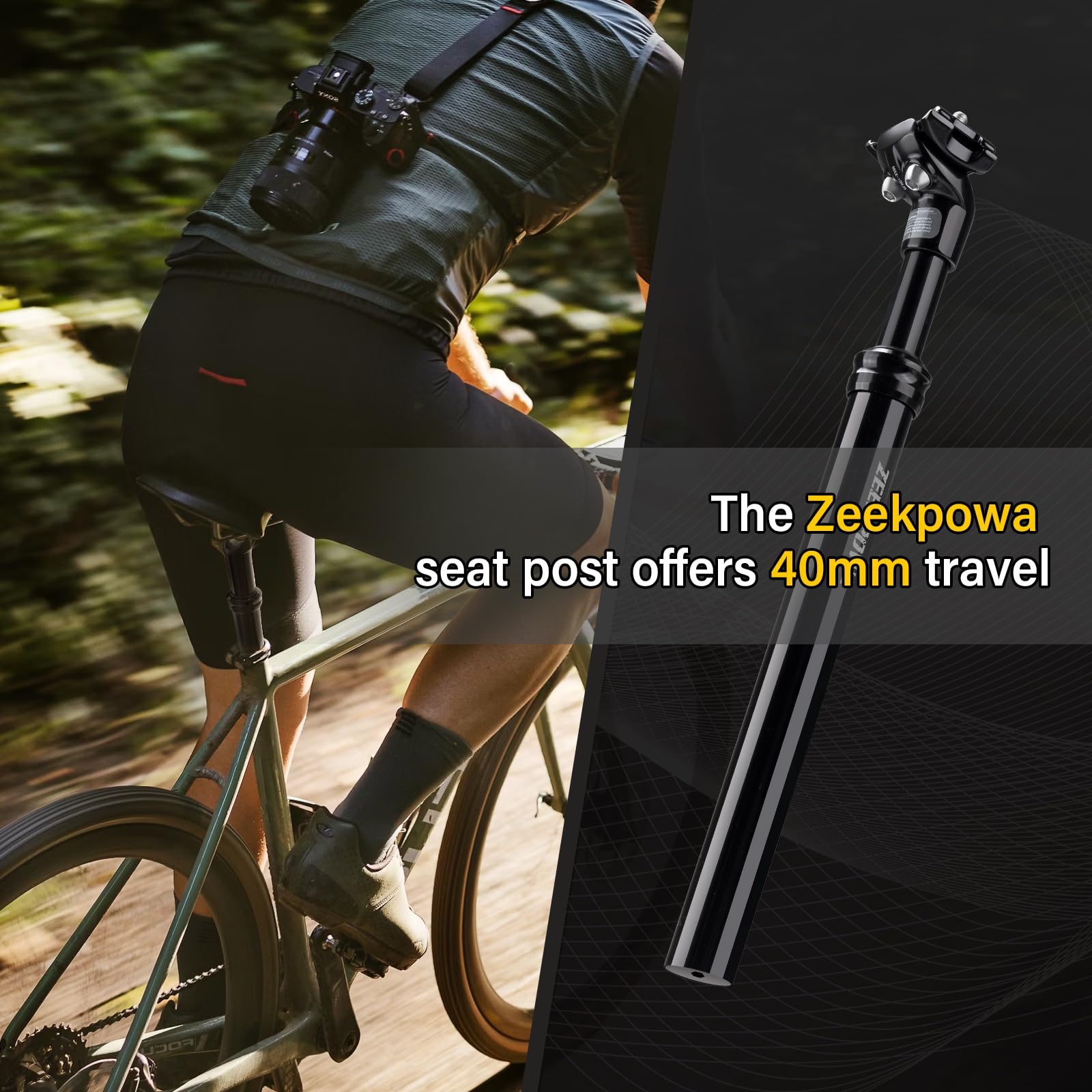 Zeekpowa Ostateczna sprężynowa sztyca podsiodłowa 27,2 mm do rowerów unisex – regulowana amortyzacja, możliwość regulacji 40 mm, idealna do rowerów górskich, wyścigowych, turystycznych, składanych