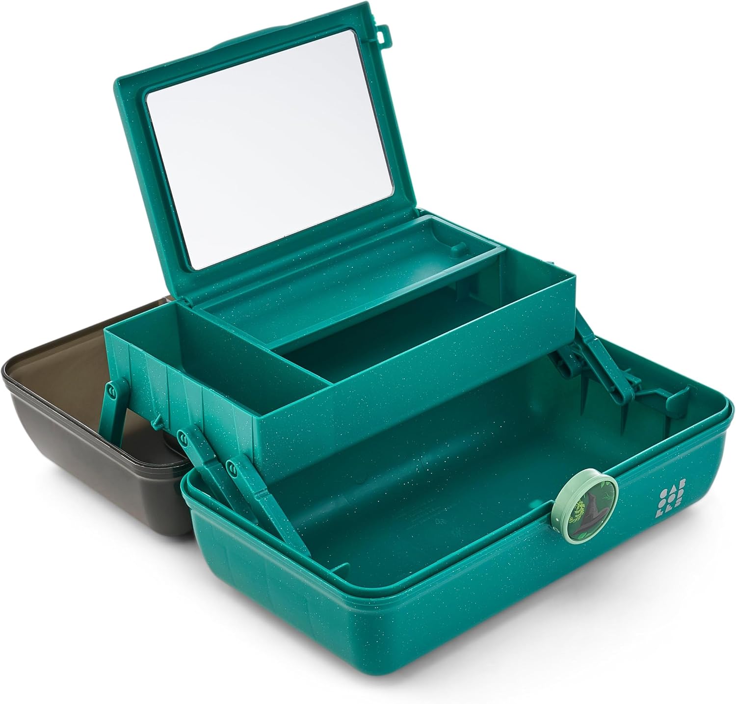 Caboodles On-The-Go Girl Makeup Box, Wicked: For Good Elphaba Essence Limited Edition, Hard Plastic Makeup Organizer Box, Built-In Mirror, Secure Latch, Includes a Wicked-Themed Sticker Sheet image 3