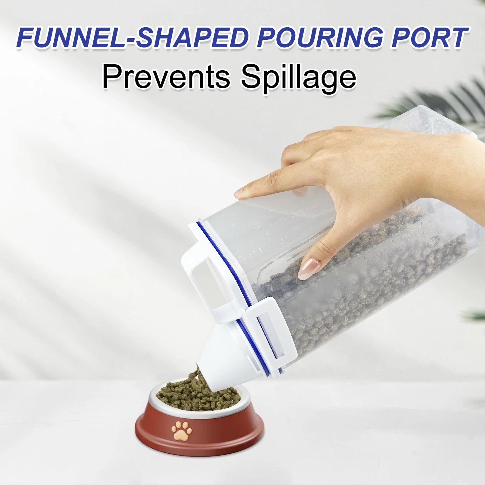 Chiluxendo Juego de 2 Contenedor Pienso Perros, Cubo para Alimentos con Vaso Medidor, Recipiente de Comida para Mascotas, Recipientes Almacenamiento Gatos, Botes Hermeticos Cocina, para Cereales, Arr