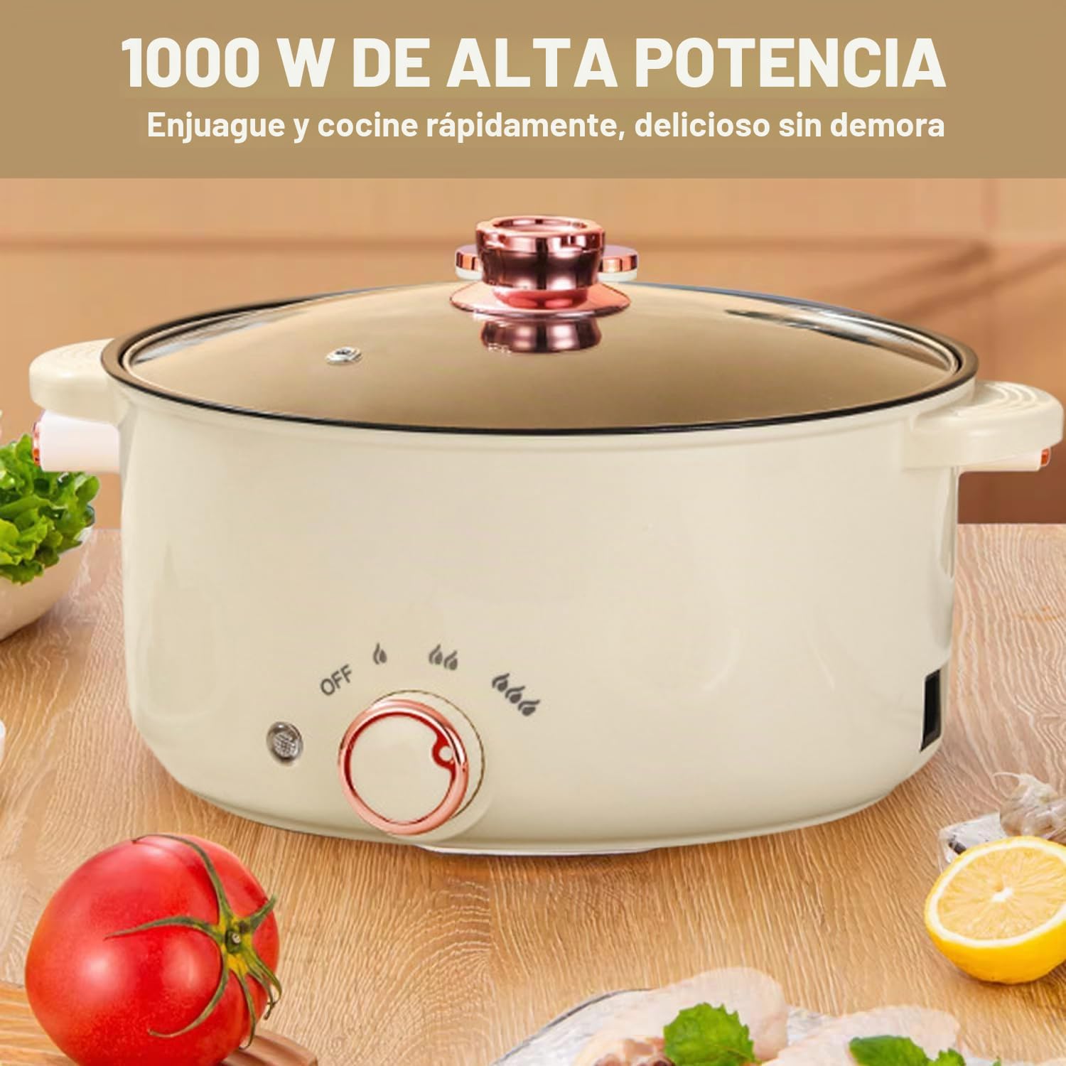 Hot Pot eléctrico 3,5 l, olla eléctrica con divisor 1000 W, tres ajustes de potencia, antiadherente multifuncional, olla rápida para asar, ramen, fondue