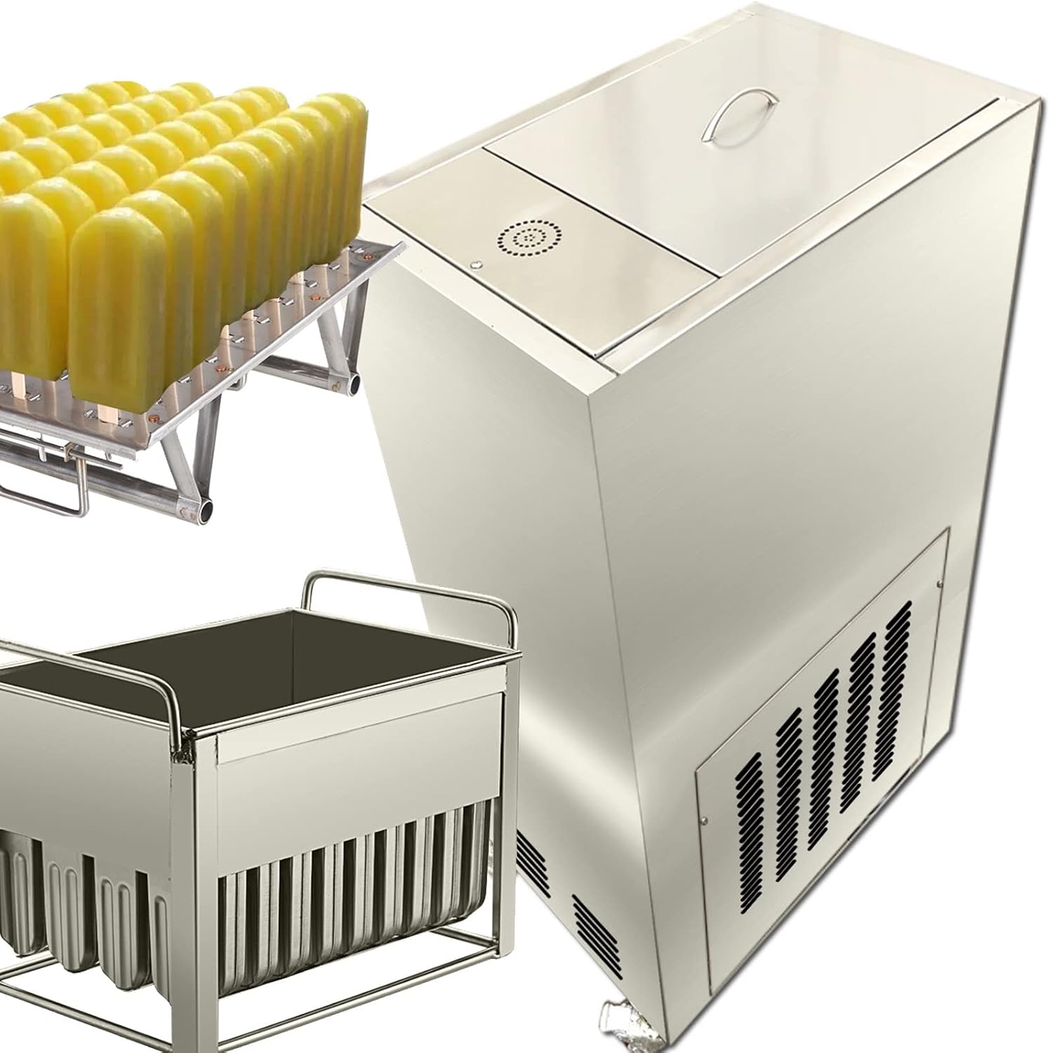 40Pcs/set mold Commercial ice popsicle machine Single Mold Popsicle Machine ice popsicle stick making machine,ice pop making machine ice lollipop machine(110V/60HZ, round strip with stripes mold)