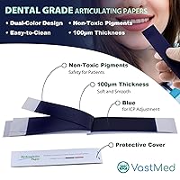 Vista 3 de 180 hojas de papel articulado dental Papel articulado de mordida micrónica de doble cara para ajuste oclusal, color azul grueso