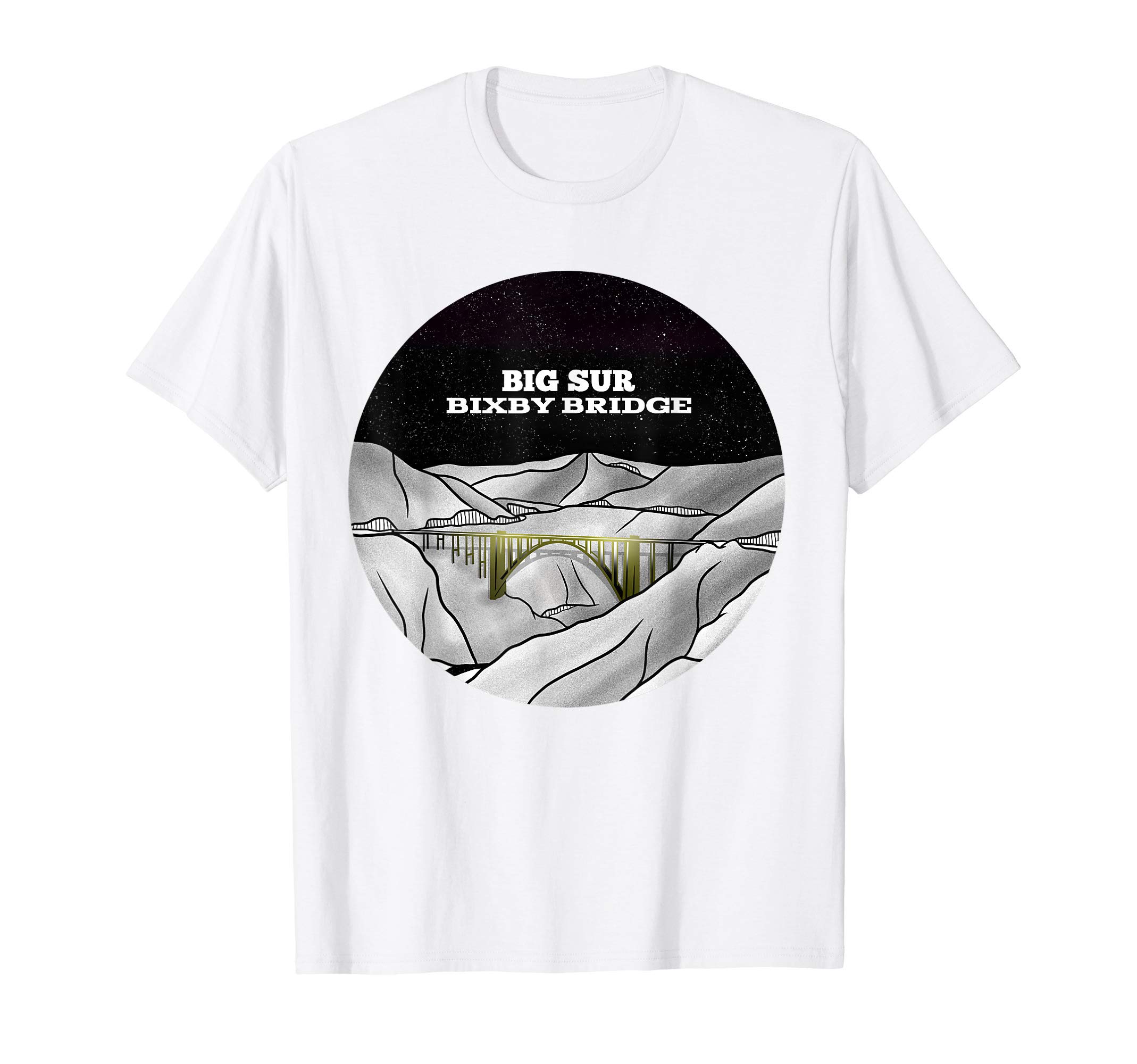 Early Kirky MountainsBig Sur Bixby Bridge black and white T-Shirt