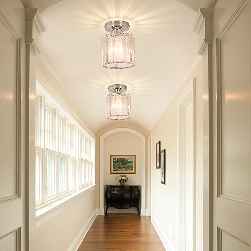 Miniatura 3 de FRIXCHUR Lámpara de techo pequeña de cristal semiempotrada, lámpara de techo moderna de cristal para pasillo, cocina, isla, comedor, dormitorio,