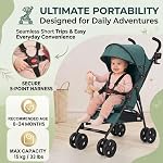 Poussette parapluie légère pour 6 à 24 mois, Poussettes compactes de voyage pliables avec Canopy réglable, porte-goupille & Panier de rangement (vert)
