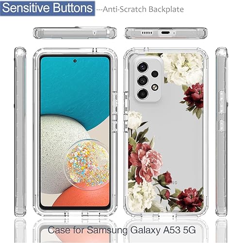 Miniatura 5 de Funda de teléfono para Galaxy A53 5G, Samsung A53 5G SM-A536U con protector de pantalla de vidrio templado, funda protectora de cuerpo completo con