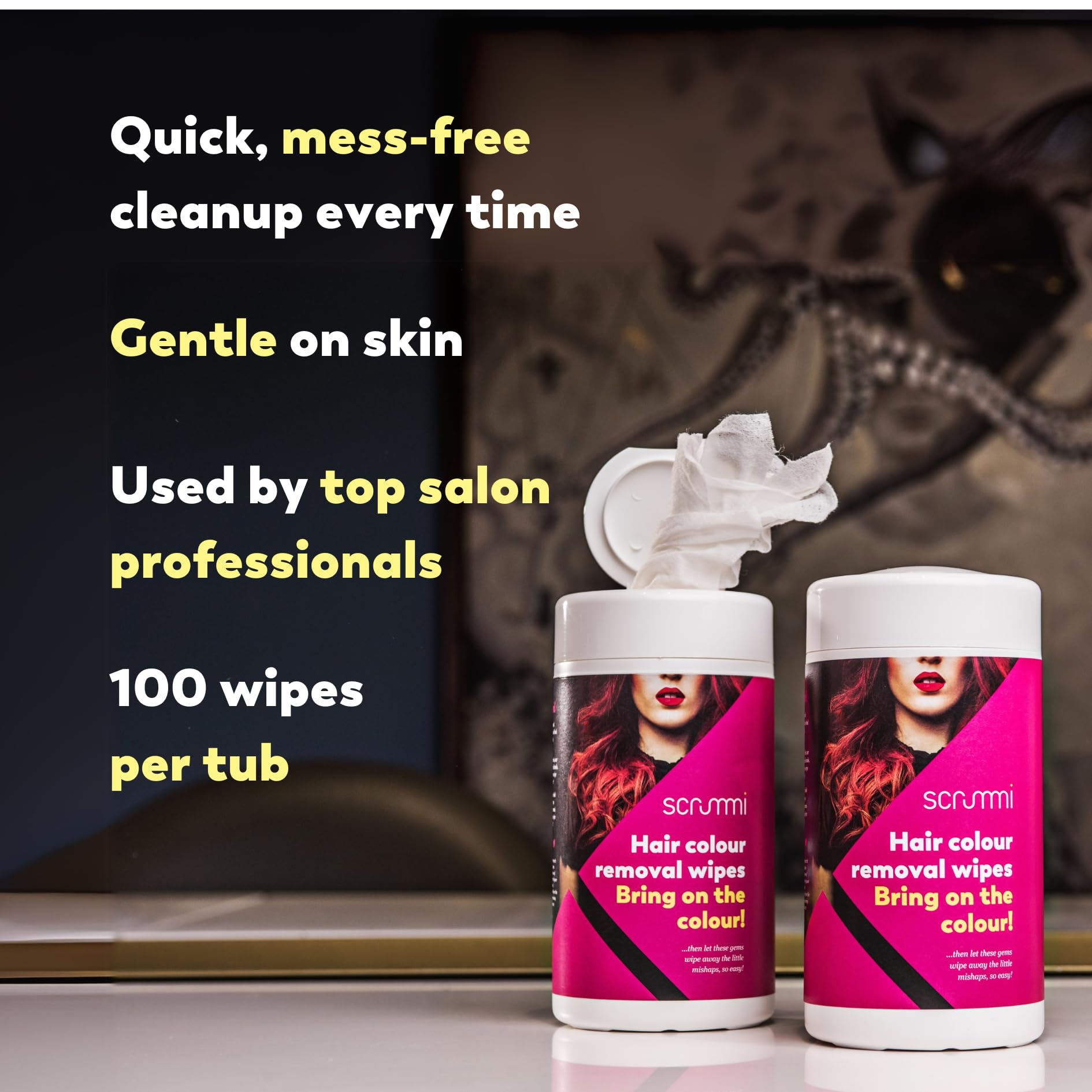 Coloration professionnelle pour cheveux, teinture et décoloration, efficace et douce. 100 lingettes, fabriqué par Scrummi