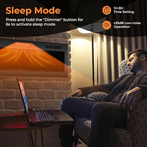 Miniatura 7 de GOFLAME Chimenea eléctrica de 60 pulgadas empotrada y montada en la pared, calentador eléctrico de chimenea de 750 W1500 W con control remoto,