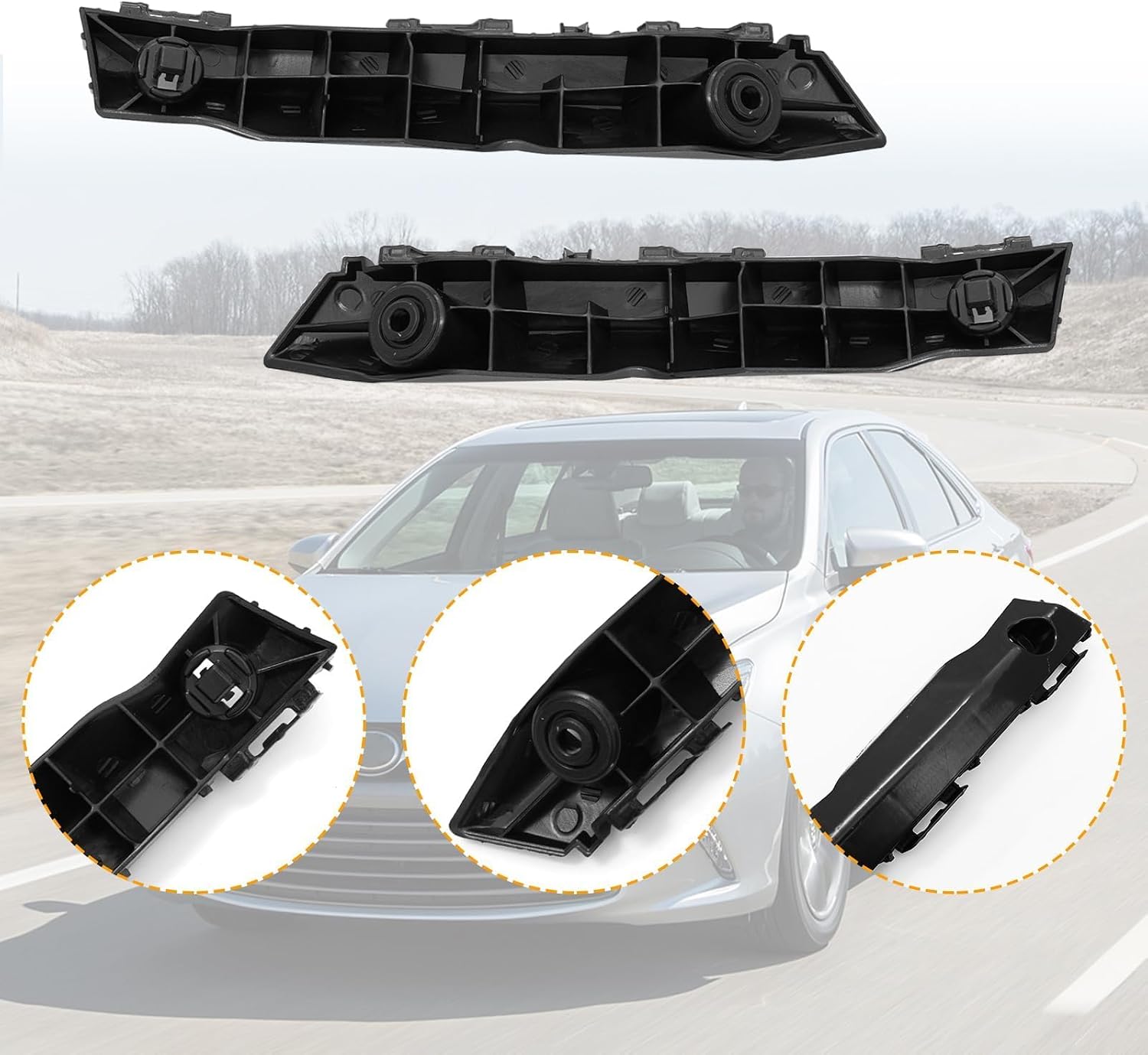 Yumzeco Compatible with Toyota Camry Front Bumper Bracket 2015 2016 2017, Driver and Passenger Side Plastic Front Bumper Retainer Support Bracket, Replace for 5253506190 5253606190 1 Pair