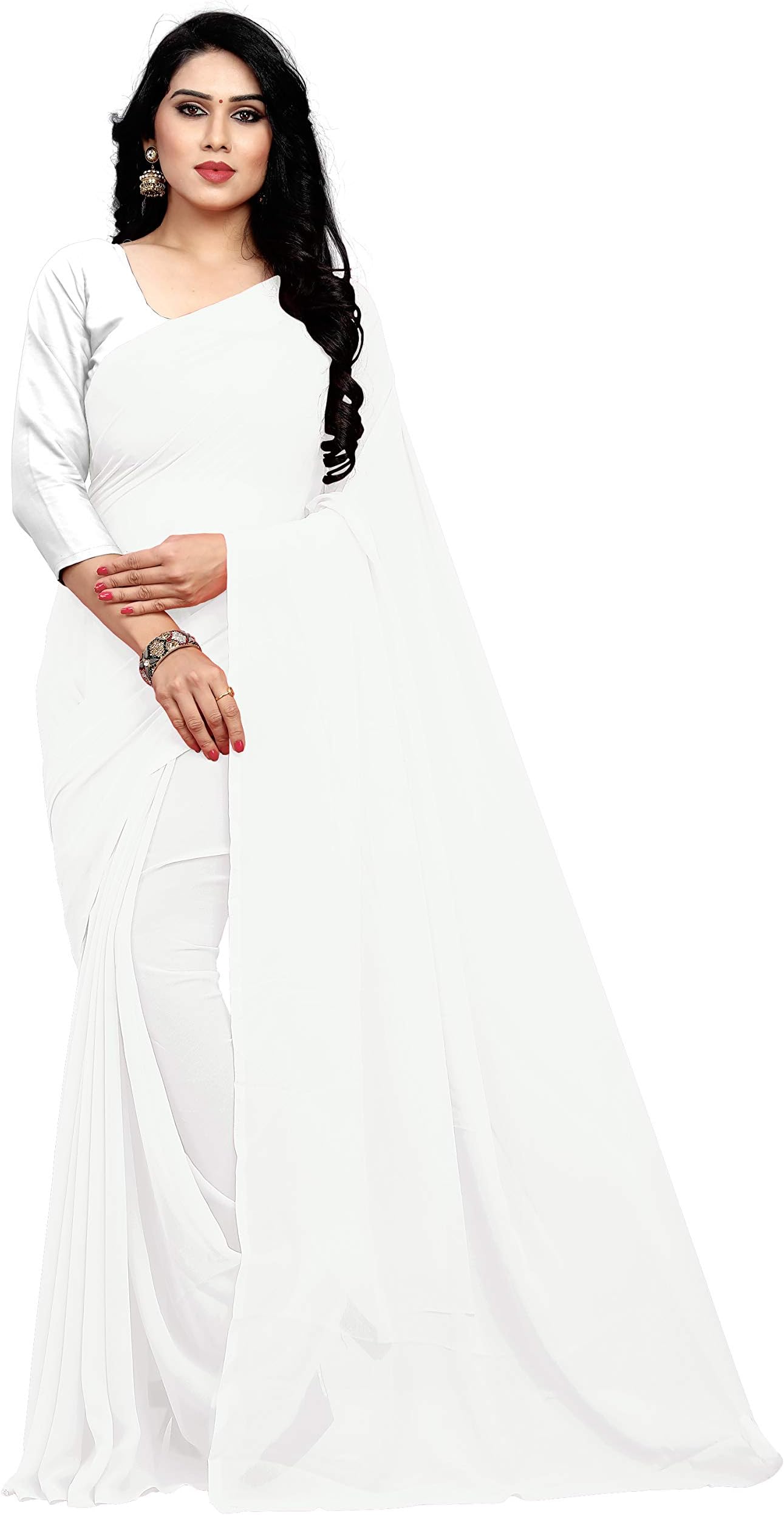 Women's Georgette Saree With Unstiched Blouse Piece