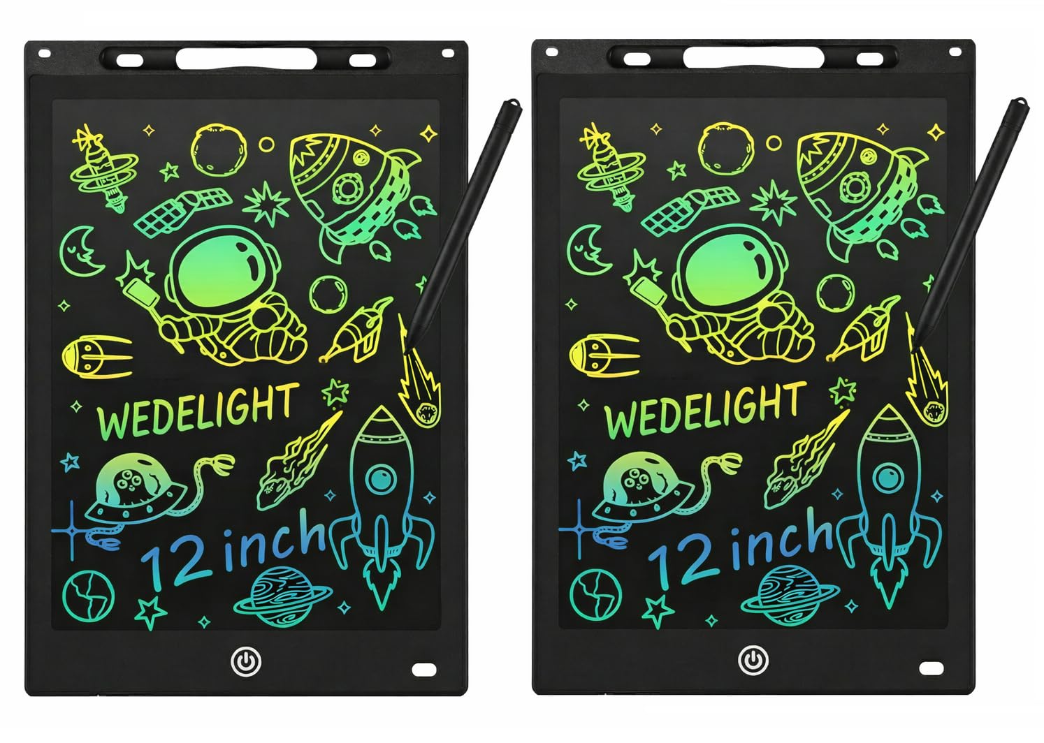 WEDELIGHT LCD Writing Tablet 12 Inch for Kids, Rewriteable Digital Magic Slate Drawing and Doodle Pad with Pen, Erase Button, Smart Lock, Writing Scribble Board for Boys & Girls (Pack of 2)