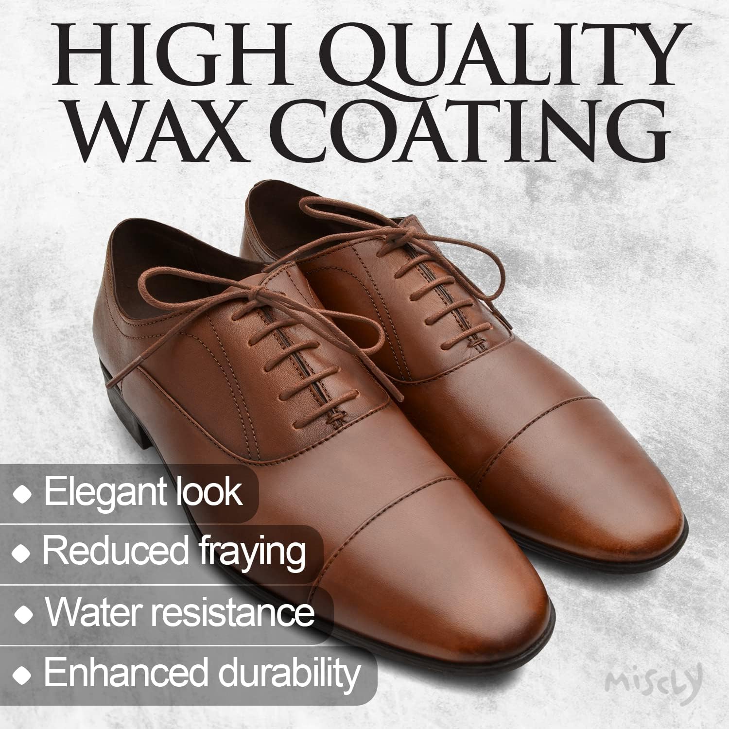 Miscly Waxed Shoe Laces for Dress Shoes - Round Oxford Shoelaces for Men - Multiple Lengths and Colors Available