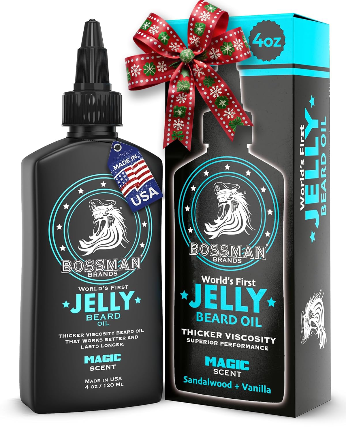Bossman Jelly Beard Oil for Men (4 oz, Magic Scent) – Softens, Moisturizes & Conditions with Natural Ingredients