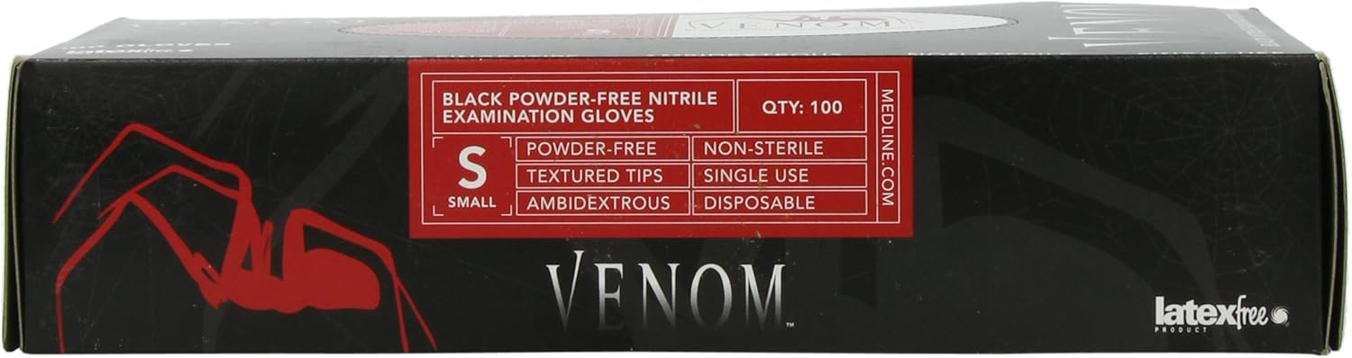Medline MG6111 VersaShield Storm Non-Sterile, Powder-Free, Latex-Free, Nitrile Exam Gloves, Black, Small, 100 Count
