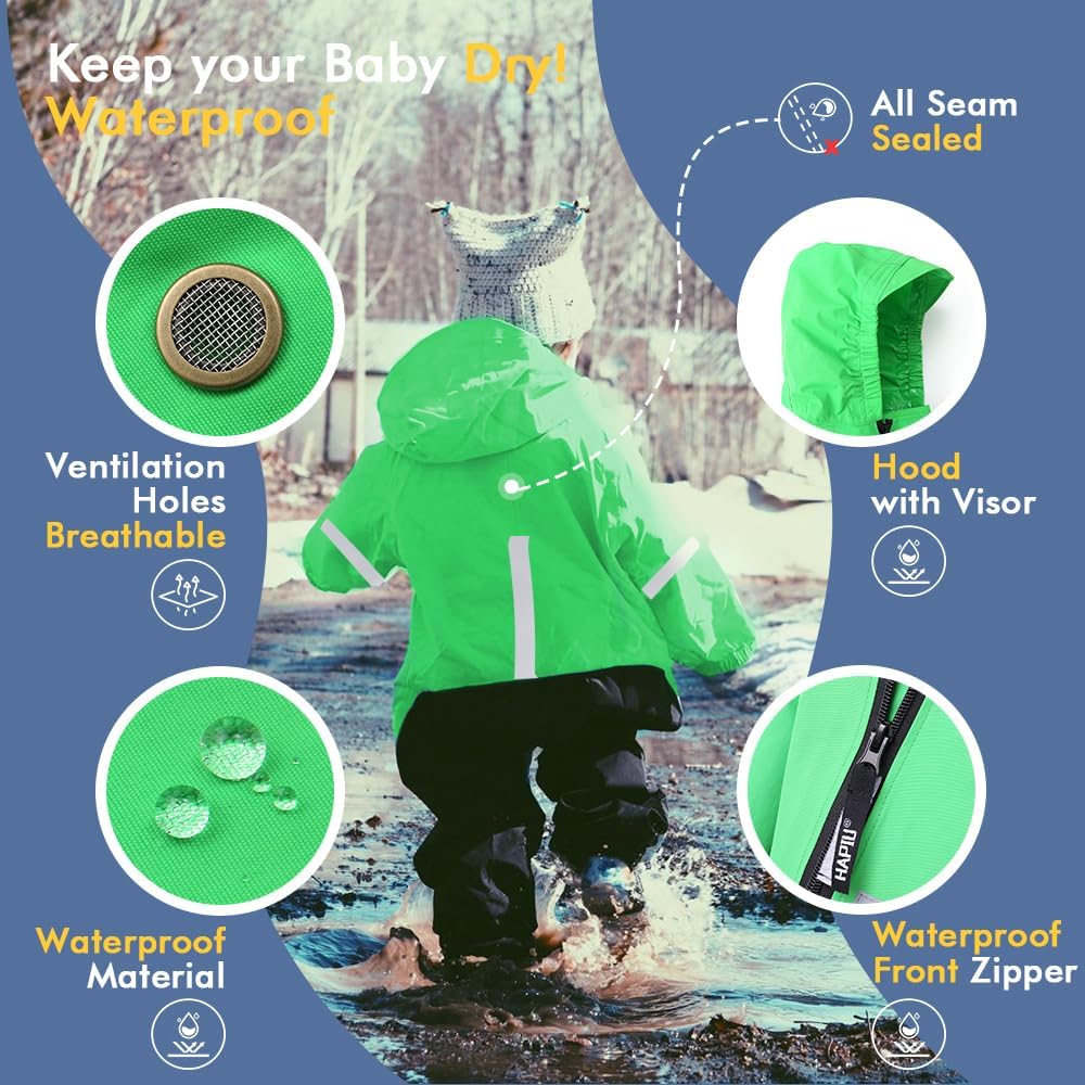 HAPIU Kids Toddler Rain Suit Muddy Buddy Waterproof Coverall
