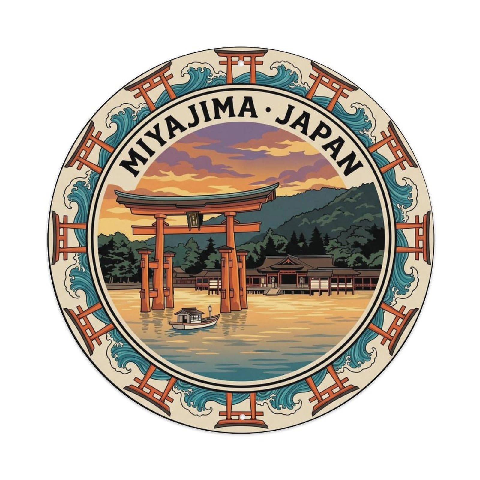 Itsukushima Floating Torii Tide Castle Travel Festival Metal Tin Sign