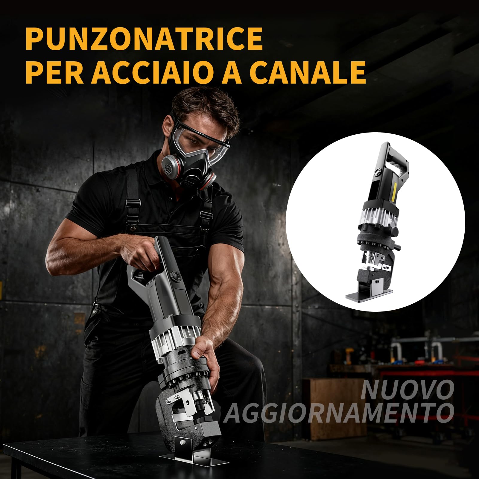 Punzonatrice Idraulica, Punzonatrice Idraulica Elettrica, 2200W con 7 Matrici per Metallo, Punzonatura in 1 Secondi per Acciaio, Ferro, Alluminio, Rame e Lamiera