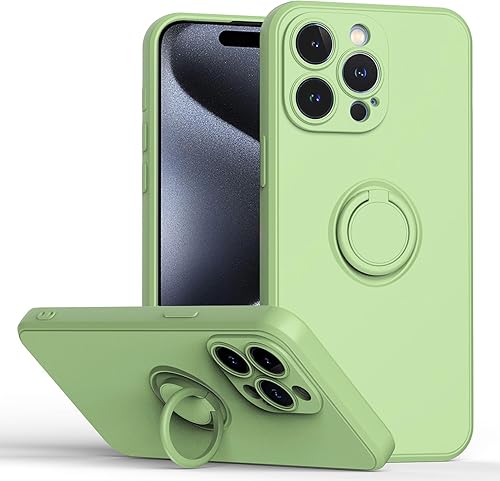 Miniatura 9 de Hongxinyu Funda para iPhone 15 Pro 2023, anillo delgado de silicona líquida, con soporte de microfibra suave antiarañazos, forro de protección