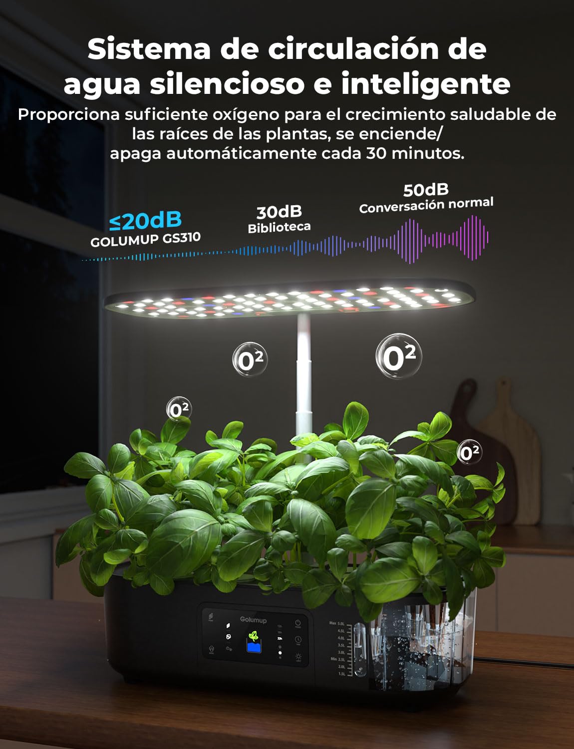 Sistema de Cultivo Hidropónico Kit de Cultivo Interior con Iluminación LED Automática, Huerto Interior con Temporizador Automático, Altura Ajustable (13 Vainas)