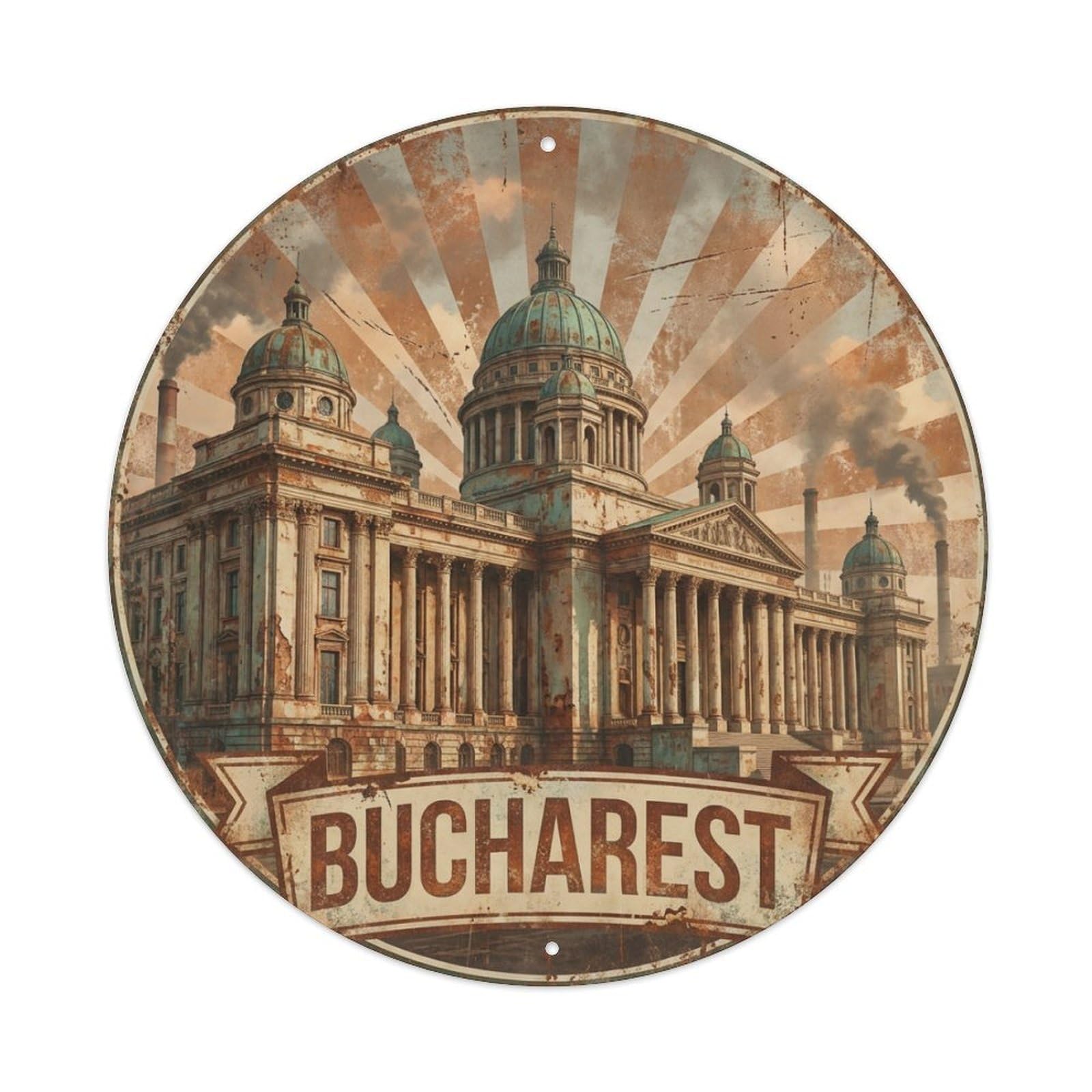 Galvaxio Style Vintage Travel Romania Bucharest Metal Tin Sign