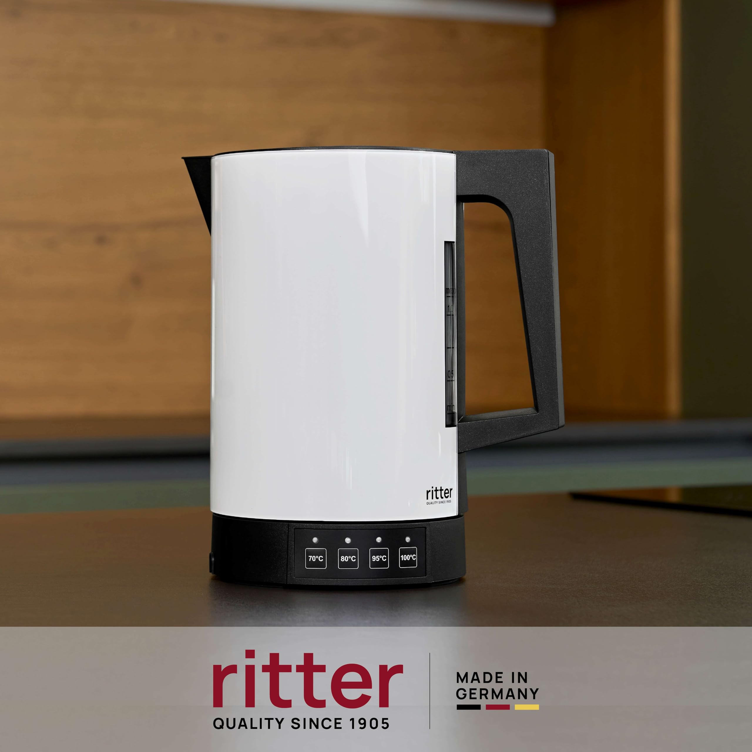 ritter fontana 5 czajnik elektryczny z regulacją temperatury, Made in Germany, biały