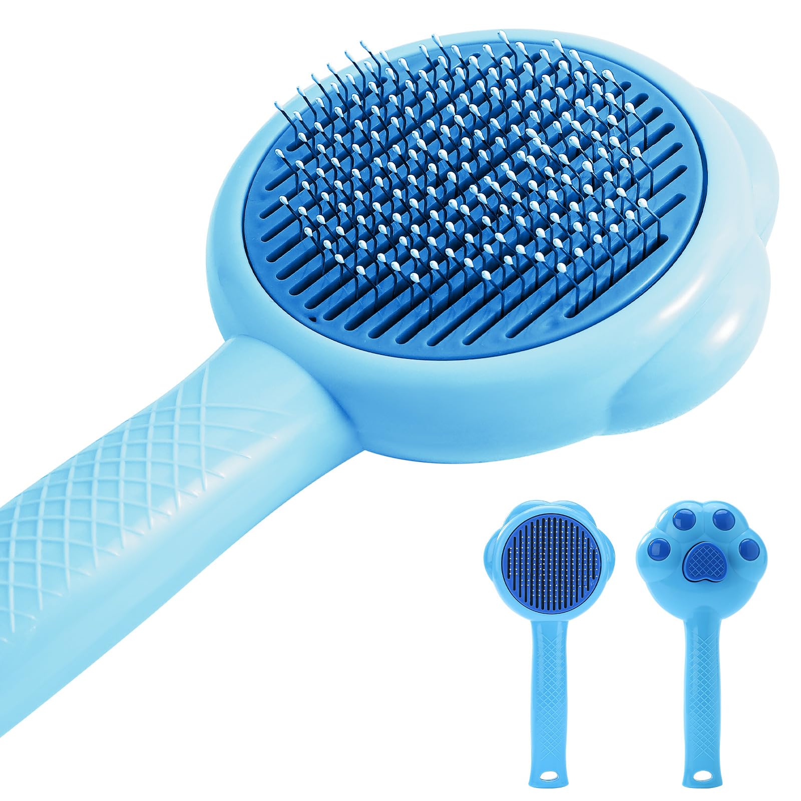 Cat Brush for Grooming, SEYRLMK Cat Brush Self Cleaning with Release Button for Short or Long Haired Cats Kitten, Cat Grooming Hair Brush Comb Massage to Remove Loose Fur, Tangles & Dirt
