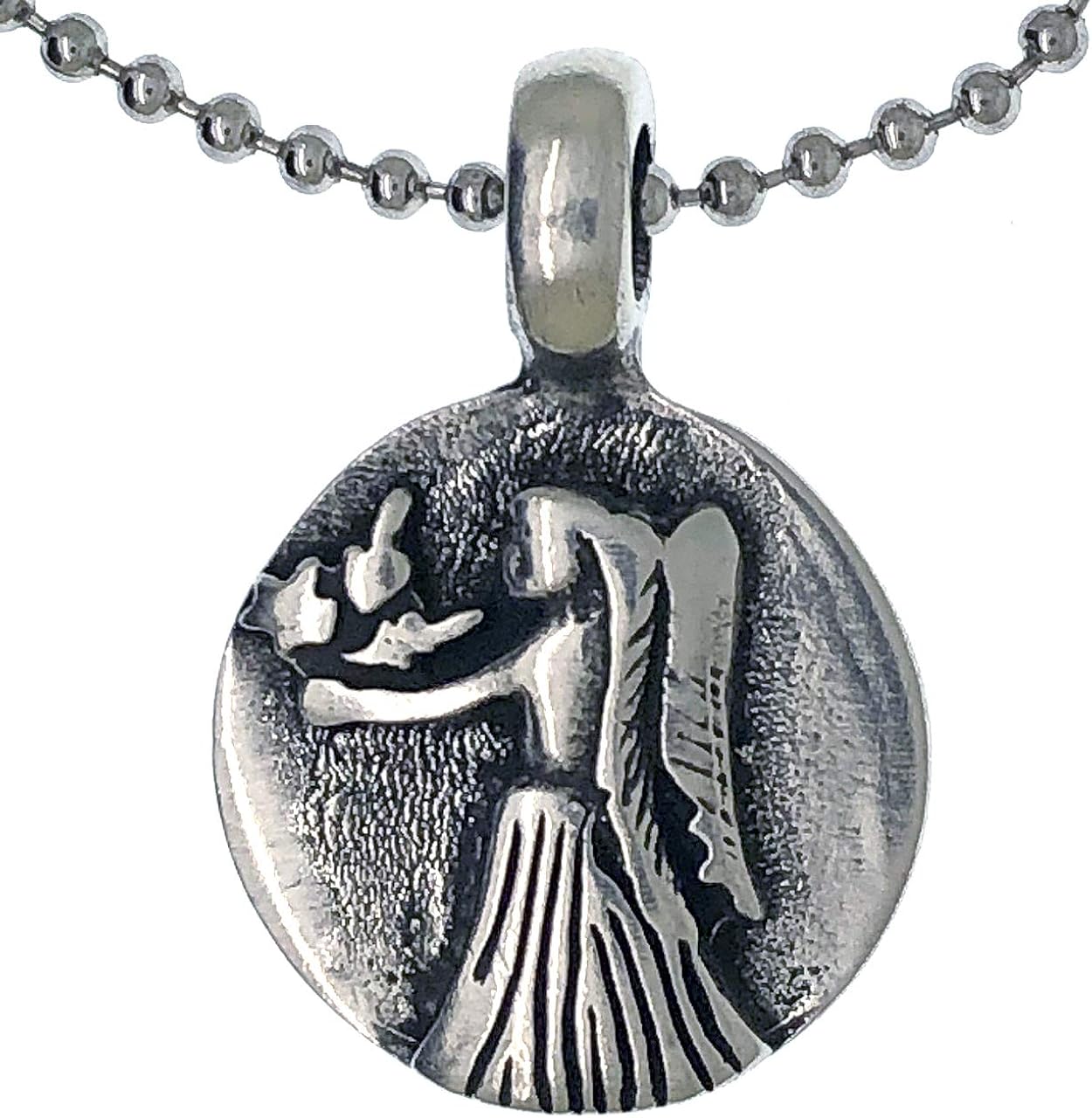 Jewelry Astrology Zodiac sign Virgo Maiden (Aug 23-Sep 22) Amulet Charm  Medallion Silver pewter pendant necklace w Silver Ball Chain