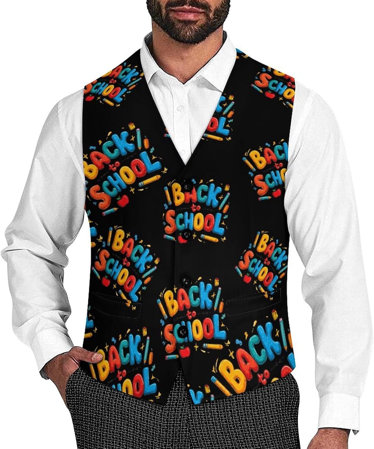 Back to School Mens Suit Vests V-Neck Casual Vest Dress Formal Tuxedo Wedding Waistcoat
