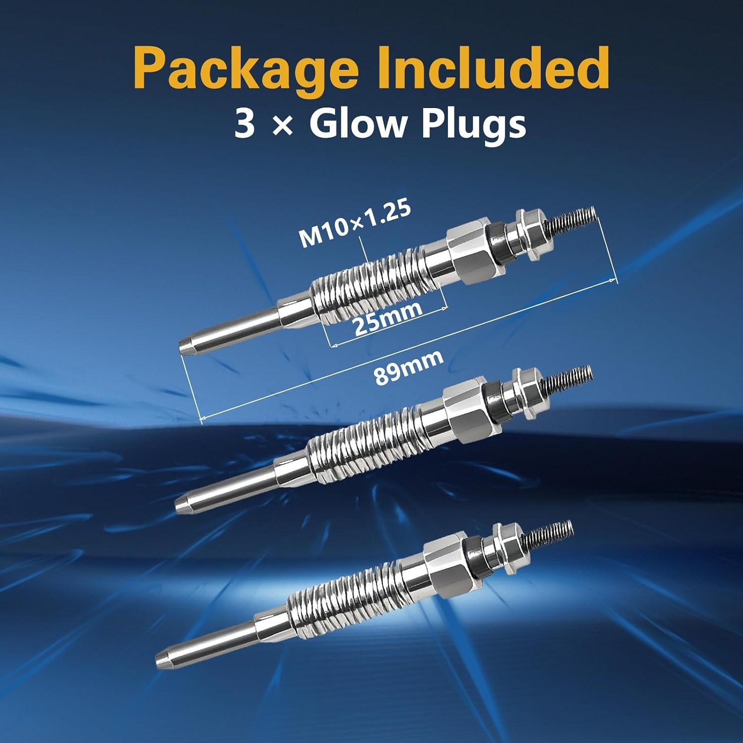 3PCS Glow Plugs Compatible with Mitsubishi S4S S3L S3L2 Engine Forklift Compact Tractor Replace#: 32A66-03100 32A66-03101 32A66-03102