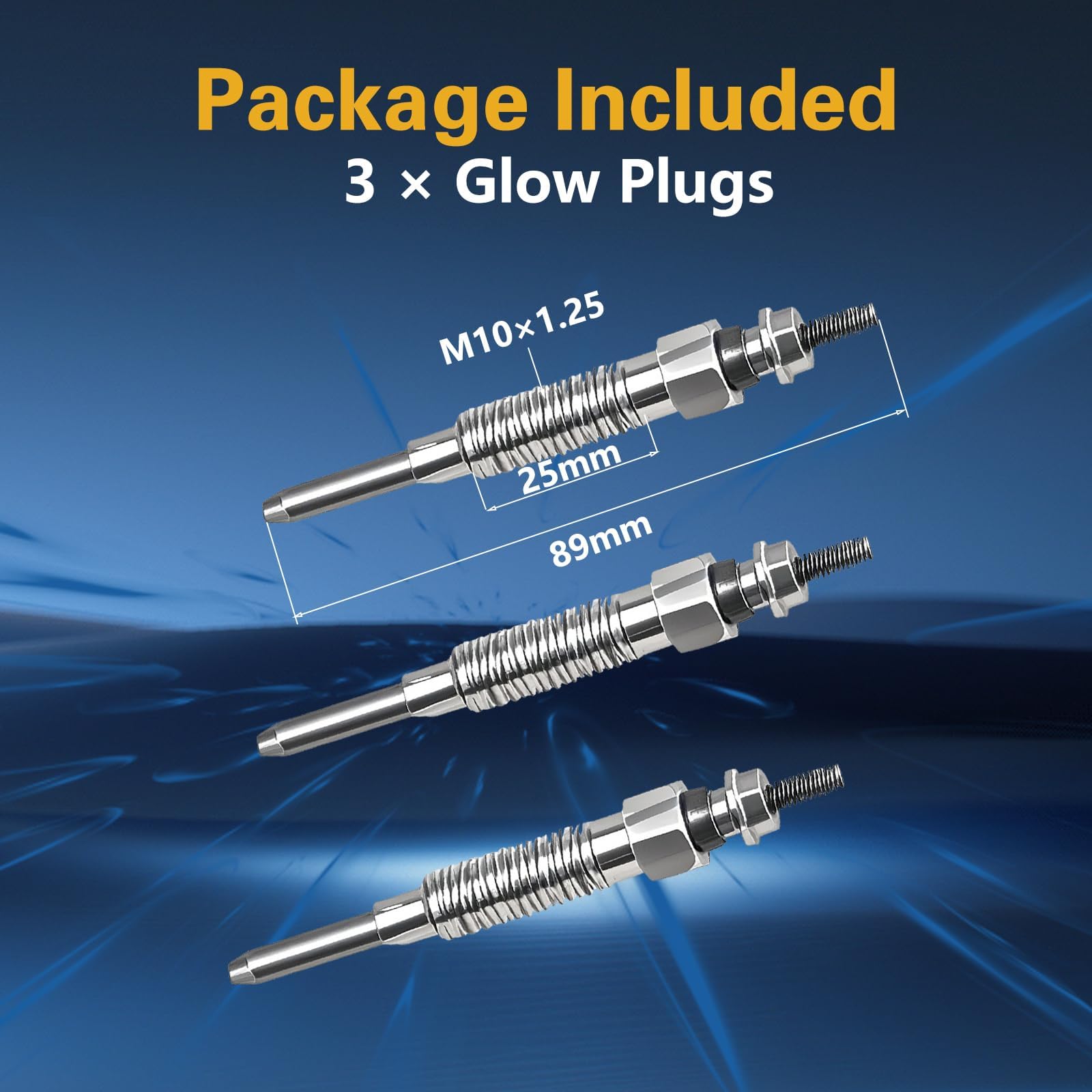 Lot de 3 bougies de préchauffage compatibles avec Mitsubishi S4S S3L S3L2 Moteur Chariot élévateur Compact Tracteur Remplacement # : 32A66-03100 32A66-03101 32A66-03102