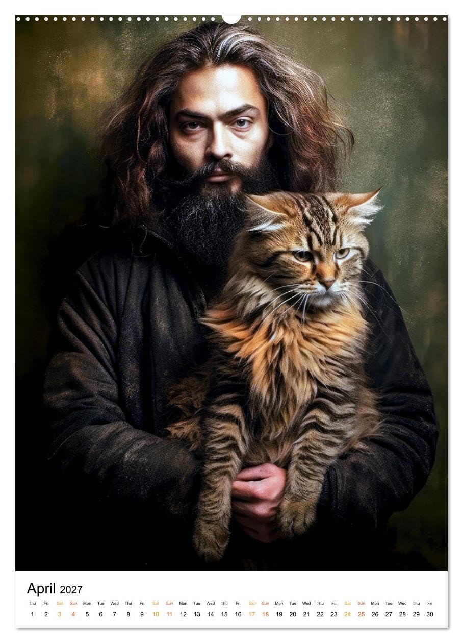 Purrrfect Companions (High Quality Premium Wall Calendar 2027 DIN A2 portrait),CALVENDO 12 Month Wall Calendar: Discover the captivating harmony ... celebrating the timeless bond they share.