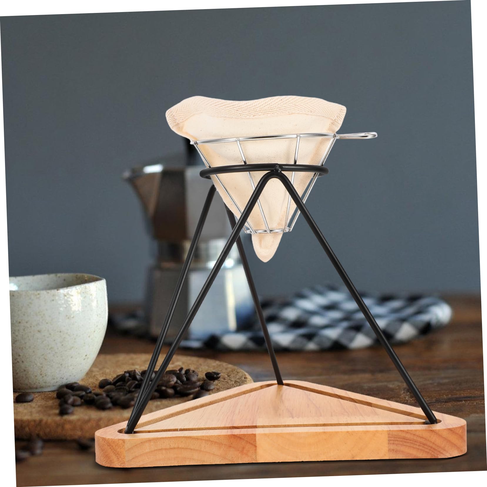 Alipis 1satz Edelstahl Kaffeefilterhalter Mit Filtertuch Wiederverwendbarer Tropfständer Für Zubereitung Von Handkaffee Praktisches Zubehör Für Zuhause Und Büro