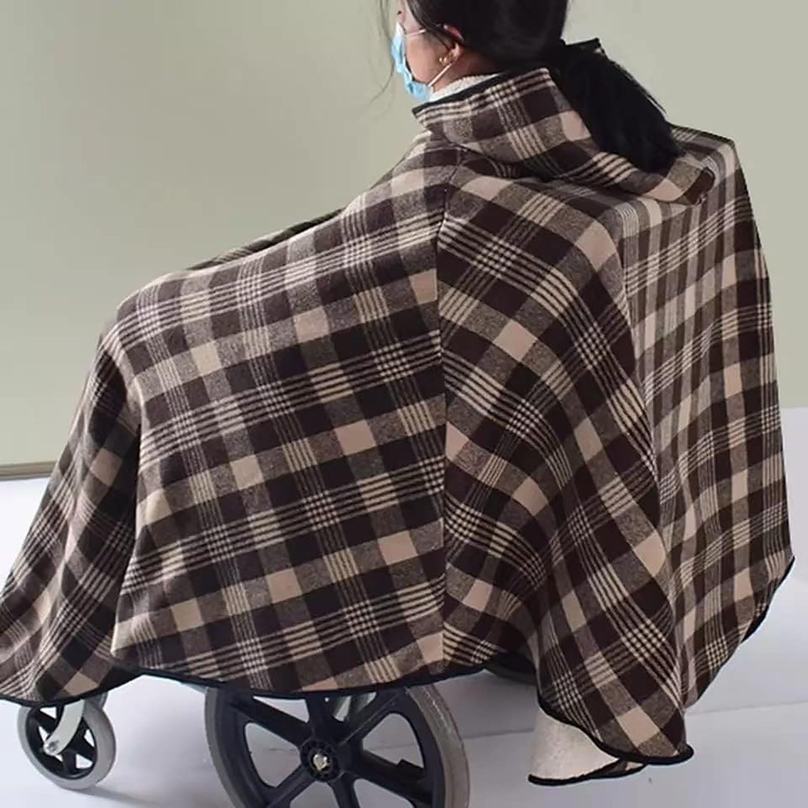 Manta para Silla de Ruedas, Poncho de Invierno para Silla de Ruedas Abrigo para Manta Térmica Cálida con Capucha, con Forro Polar Cubierta cálida para Mujeres y Hombres