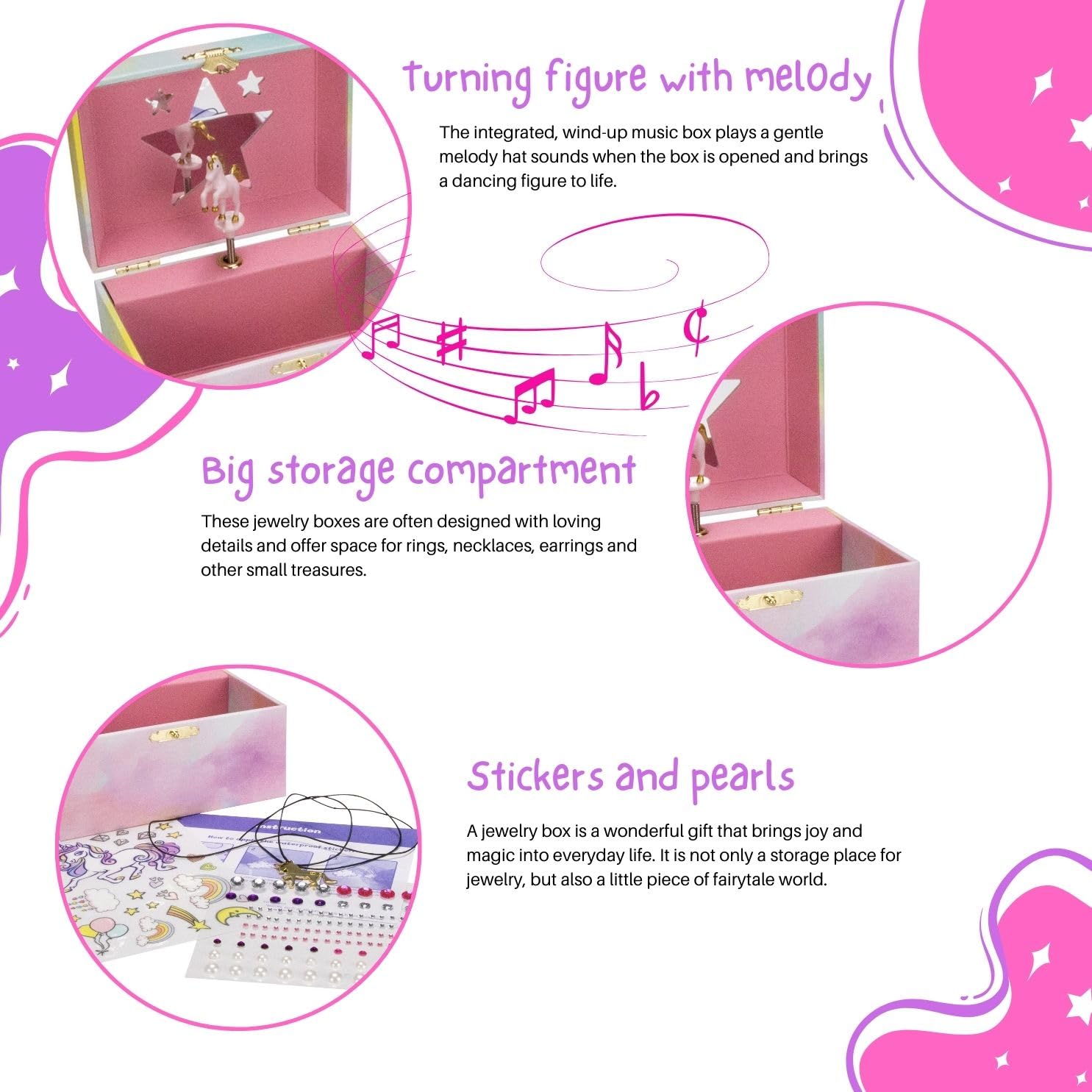GICO Joyero DIY Unicornio para Niñas Reloj de Niños con Música, Figura Giratoria y Espejo Regalo de Cumpleaños Niña Joyero Niños 15 x 13 x 9 cm - DIY 876