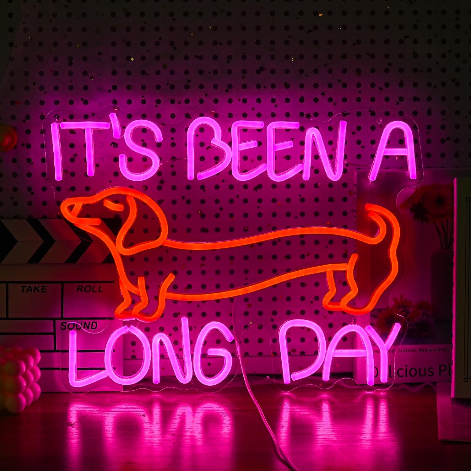 LIUOZHTEA Dimmable Pink Dachshund Neon Sign - LED Light Up Wall Decor for Bedroom, Party Decor Gift for Dog Lovers (16.5*12.6In)