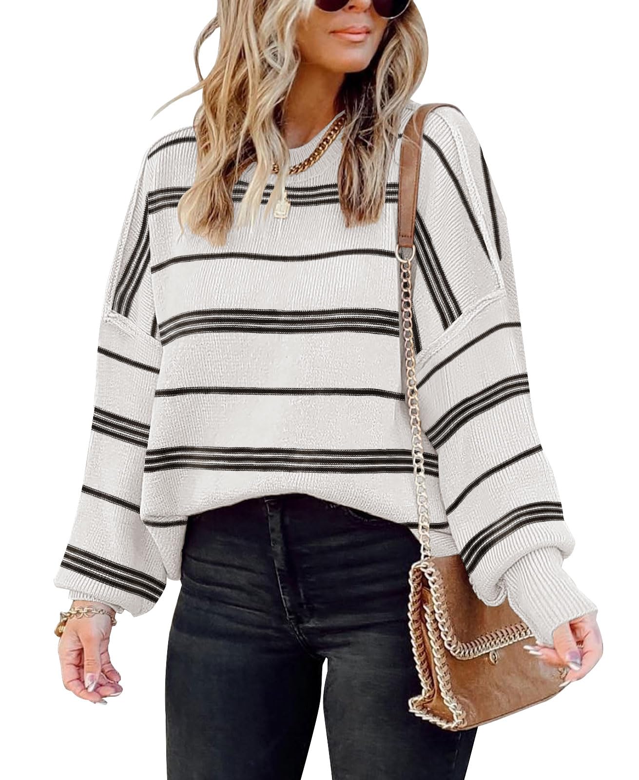 Womens Oversized Sweaters Fall 2026 Fashion Clothes Colorblock Knit Tops