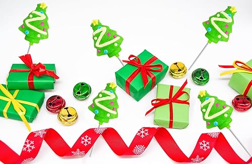 Miniatura 5 de Paleta de árbol de Navidad, chupones de bastones de caramelo, sabor a fruta mixta, paletas envueltas individualmente (paquete de 12)