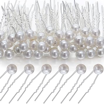 WILLBOND 40 Pack White Pearl Hair Pins, U-shaped Bobby Pins for Bridal Wedding Hairstyles, Elegant Hair Accessories for Brides, Bridesmaids, Prom and Special Occasions0.3 Inch