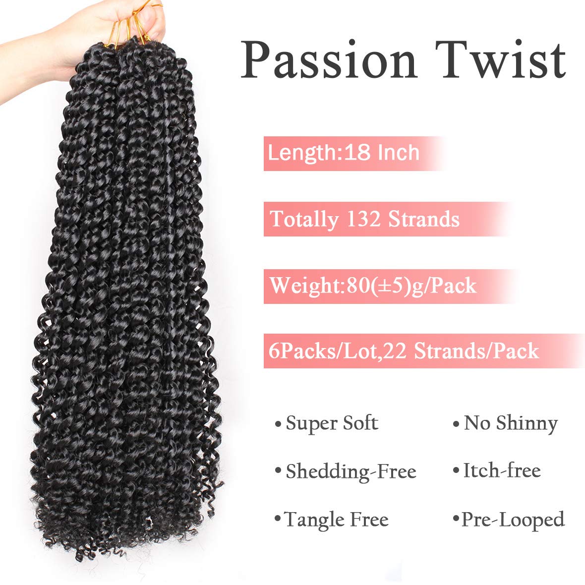 Buy Leeven 6 Packs Passion Twist Crochet Braids Hair for Butterfly Locs