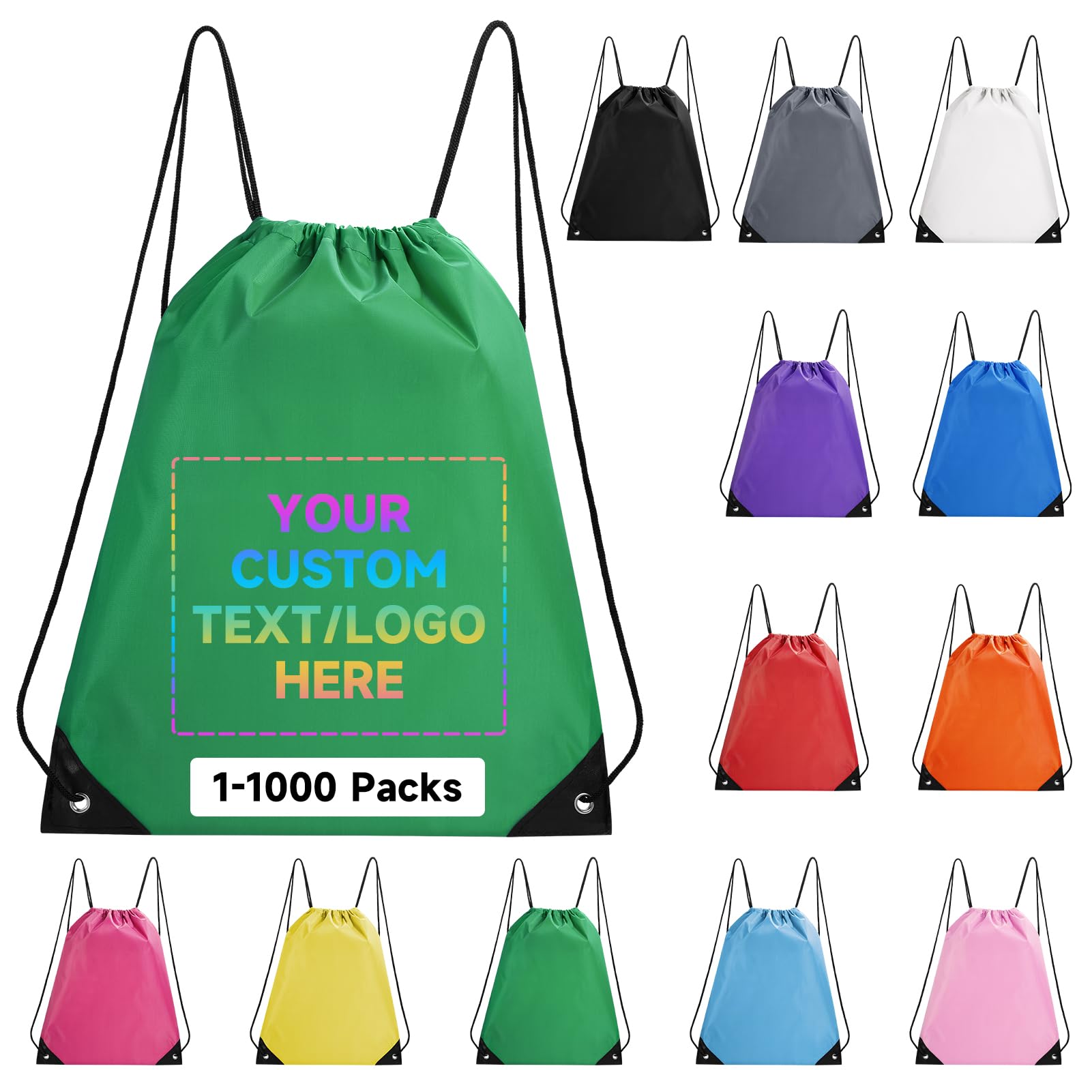 Custom Drawstring Backpacks With Your Logo 100 Pack Personalized Text Drawstring Bags String Bag Bulk Great for Travelling