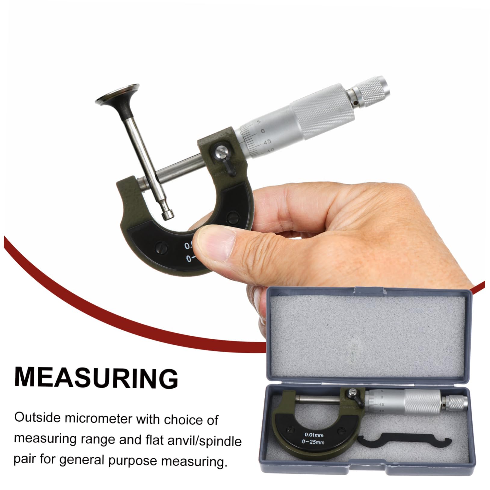 OUNONA Portable Metric Outside Micrometer 0-25mm 50/75 Graduations for Precise Measurement